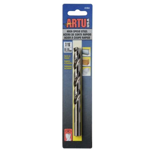 Artu Drill Bit, Steel, High Speed, 7/16" 01954 - main